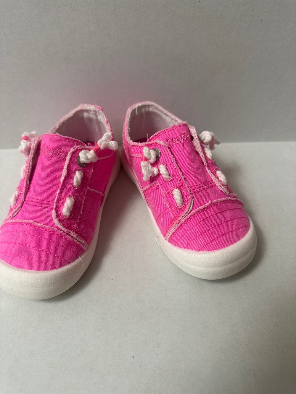 Kids Canvas Slip-On Sneakers in Bright Pink with White Trim